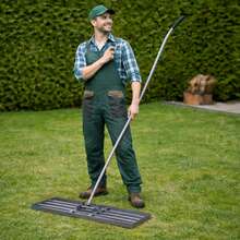 Ergonomischer Rasenrechen 80 x 30 x 197 cm mit Klicksystem, Rasenrechen, Gartenrechen, Sandrechen, Vertikutierer mit langem Griff, Rasenrechen für Garten und Golfplatz - A - Übersicht 7