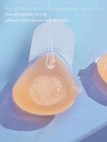 1 Pair Silicone Invisible Strapless Bra, Reusable Lift Silicone Nipple Covers, Invisible Front Closure Self-Adhesive Gather Nipple Covers, For Women - Champagne - View 5