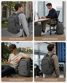 Laptop Backpack 15.6 Inch Large Travel Rucksack USB Charging Port Anti Theft Lock Water Resistant Computer Backpack For Men Women School Office - Dark Grey - View 9