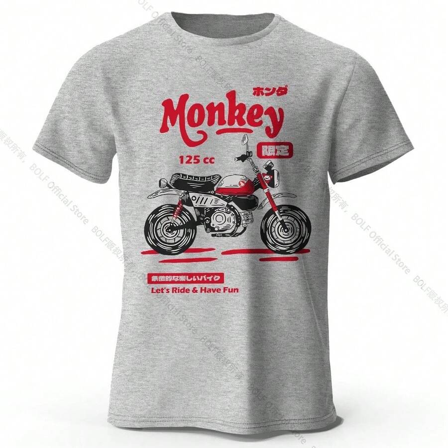 Vintage Motorcycle Sketch T-Shirt 100% Cotton Hand Drawn Bike Graphic Tee For Me,Clothes T Shirts ForMen And  Tops,Teeshirt Femme Oversize Coton,Stree - Gray - View 1