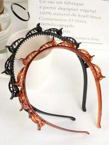 New Korean Style Hollow Woven Headband, Elastic Hair Tie, Bangs Clip, Hair Accessories, Women's Hair Accessories, Hairstyle Styling Tool, Beauty Product, Women's Curly Hair Accessories, Heatless Curls, Hair Accessories, Hair Clip, Aesthetic - Upgraded Version - View 9