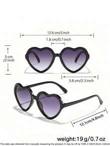 1 Set 2pcs Unisex Kids 3-8 Years Old, Mixed Color Glitter Cat Eye & Solid Color Heart Shape, Plastic Material, Dual-Tone Gradient Lens Glasses, Spring Travel Party Style - Multicolor - View 10