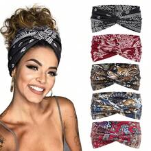5pcs/Pack Women's Bohemian Vintage Paisley Print Headbands Hair Accessories - Multicolor - View 2