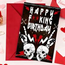 Heavy Metal Birthday Card, A Striking And Unique Birthday Card Designed Specifically For Rock Music Lovers, Perfect For Friends Or Colleagues Who Appreciate Unique And Humorous Birthday Greetings. Includes Envelope And Card - Red Envelope + Greeting Card - View 3
