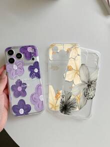 3件裝透明TPU手機殼，彩繪花卉圖案，適用於Apple 7/8/7PLUS/8PLUS/X/XR/XR/XSMAX/11/11PRO/11PROMAX/12/12PRO/12PROMAX/12MINI/13/13PRO/13PROMAX/13MINI/14/14PRO/14PROMAX/14PLUS/15/15PRO/15PROMAX/15PLUS/16/16pro/16promax/16PLUS/17/17pro/17promax/AIR/GALAXY Honor 400 400PRO 500 500PRO - 彩色 - 查看 4