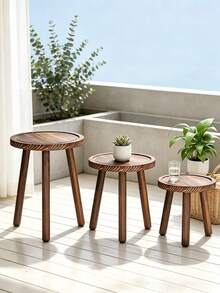 Indoor Wooden Plant Support Stand, Suitable For 6-11 Inch (Approx. 15.2-28cm) Flower Pots Single Plant Support, Mid-Century Modern Style Plant Stool, Suitable For Large Plants, Perfect For Living Room, Balcony, Office - Multicolor - View 3
