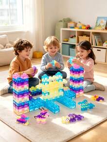 40PCS Colorful Transparent Large Particle Building Blocks Toy, Multi-Specification Transparent Blocks Can Be Freely Stacked To Build Houses, Animals And Other Diverse Shapes, Transparent Colors With Outstanding Appearance, Fully Exercising Children's Hands-On Imagination, Suitable For Home Parent-Child Interaction, Classroom Craft Creation, Back To School Season Classroom Activity Teaching Aids, Halloween Fun Small Gifts, Christmas Children's Exchange Gifts, Preferred Educational Building Toy - Multicolor - View 9