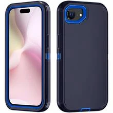Funda de teléfono resistente de 3 en 1 de grado militar, funda protectora de Body completo resistente a golpes, antideslizante y a prueba de agua, resistente a arañazos, universal, accesorio de teléfono práctico como regalo para el Festival de Primavera y uso diario - Azul profundo - Ver 51