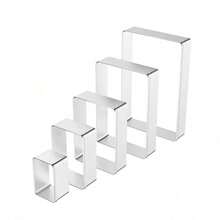 Cake Ring Set, 5PCS Square Stainless Steel, Smooth Edge Easy Clean, Pancake Biscuit Molds, Cake Decorating - Silver - View 12