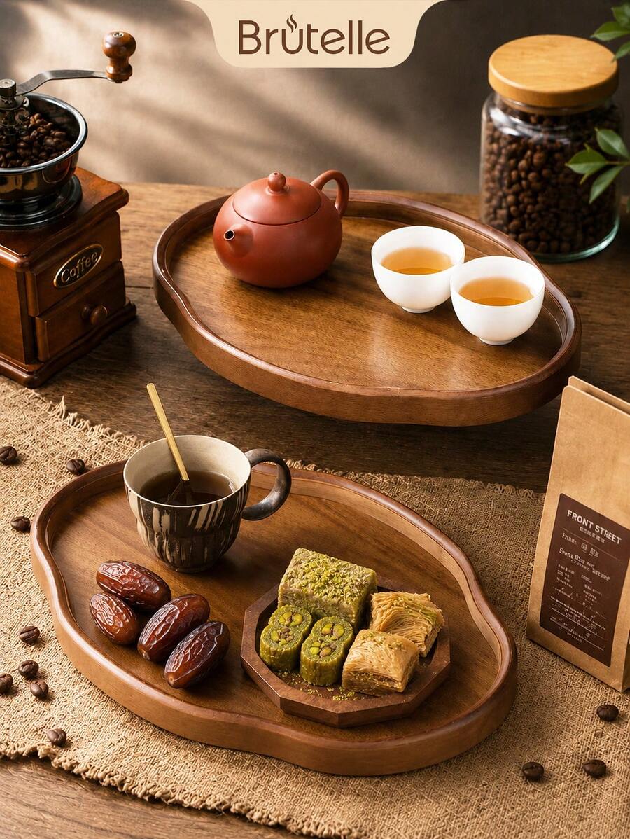 Brutelle Wooden Decorative Tray, Snack And Afternoon Tea Tray, Candle ...