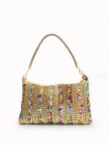 Dedoo Women's Sequin Bohemian Style Shoulder Evening Bag, Soft Sequin Fabric, Zipper Closure, Suitable For Nightclub, Cocktail Party, Vacation - Multicolor - View 8