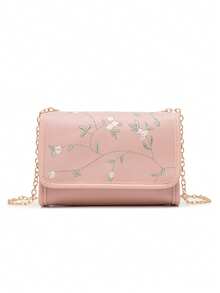1 buah Tas Kecil Persegi dengan Penutup Bordir Bunga Segar untuk Anak Perempuan, Tali Rantai Tipis, Tas Selempang Serbaguna untuk Wanita, Tersedia Berbagai Warna, Indah dan Serbaguna - M2097 - View 15
