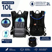 Mochila Bolsa hidratação 10L running trail bike unissex esportiva para atividade ao ar livre - Azul - Visão 7