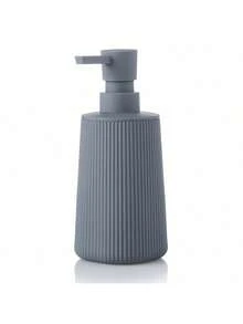 1 件条纹灰色皂液器，现代塑料圆形，适用于浴室洗手液和厨房洗碗皂，液体容器瓶家居浴室装饰秋季装饰返校 - 灰色 - 查看 9