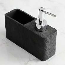 Marble Texture Shale-Feel Kitchen Dispenser Set, Includes Refillable Dish Soap And Hand Soap Liquid Bottles, Liquid Products And Cleaning Sponge Desktop Storage Box - A - View 5