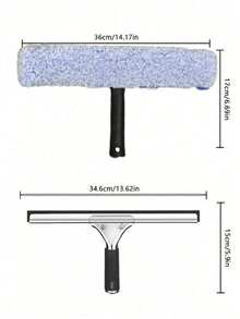 High-Performance Multi-Function Glass Cleaning Brush Set, Professional Window Cleaning Tool, Reusable Microfiber Sleeve, Efficient Cleaning Silicone Squeegee And Microfiber Cloth, Suitable For Shower Glass, Mirrors, Doors And Windows - A - View 2
