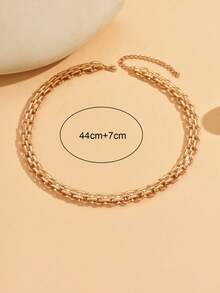 1 pieza Collar de cadena de reloj de metal grueso casual, joyería de cuello estilo punk para mujer, collar versátil para uso diario, salidas, citas y festivales de música - Dorado - Ver 4