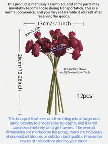 24/18/12/6/1 piezas Flores de Ranúnculo de Seda Artificial, Rosas Falsas, Tallos Florales Falsos para Ramos DIY, Ramos de Novia para Bodas, Centros de Mesa, Decoración de Fiesta de Novia, Perfecto para el Día de San Valentín, Acción de Gracias, Halloween & Decoraciones de Fiesta Familiar en el Hogar - Rojo oscuro - Ver 12