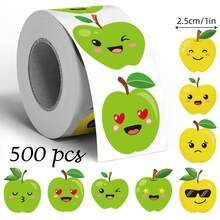 500pcs Cartoon Apple Expression Doodle Roll Stickers, 1 Inch Shaped Apple, 2 Styles Available, Suitable For Stationery, Planner DIY, Back To School Teacher Rewards, Gift Packaging, Card, Envelope, Magazine Decoration, Holiday Party Atmosphere, PVC Self-Adhesive Stickers - Cartoon Apple - View 7