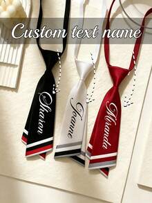 Customizable Text Tie, Suitable For Daily Business Casual Wear, Can Be Paired With Shirt For Party, Personalized Women's Tie, Customized Collegiate Style Tie - Multicolor - View 1