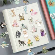 50 Exquisite Watercolor Animals, Fun And Creative Hand Drawn DIY Stickers For Decorating Phone Cases, Laptops And Guitars - Multicolor - View 3