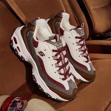 Skechers 斯凱奇 D'LITES系列復古拼接老爹鞋熊貓鞋運動休閒鞋 - 米棕酒紅 - 查看 5