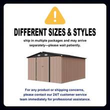 Aoxun Heavy Duty Galvanized Metal Outdoor Storage Shed - Multi-Size, Multi-Material, Included Base, Lockable Door, Sloped Roof, Water Resistant - Fishing, Grilling, Poolside, Garden Storage Organization Solution - 6x4FT - Brown(1 Packages) - View 7