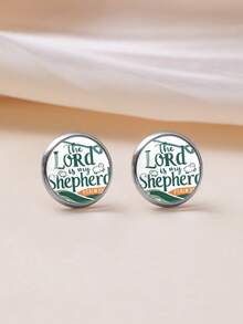 1 Pair Minimalist Cozy Green Sheep Pattern With 316 Stainless Steel Round Ear Hooks, Suitable For Women's Daily Wear - White - View 6