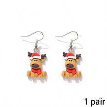 1/2/3 Pairs Christmas Fun Cute Reindeer Shaped Resin Dangle Earrings - Christmas Reindeer Earrings - View 12