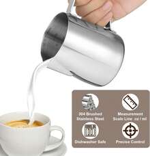 Milk Frothing Pitcher,Milk Steaming Frother Cup,Barista Cappuccino Latte Art Milk Jug With Decorating Pen,Stainless Steel Espresso Coffee Bar - White - View 5