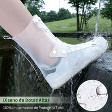 1 par de cubiertas plegables y portátiles para zapatos de lluvia en color Blanco, resistentes al deslizamiento e impermeables, con Top alta, en diferentes tallas, adecuadas para exterior, escuela, oficina, hogar, viaje, ciclismo y almacenamiento de zapatos en días lluviosos. - Blanco 1 par - Ver 14