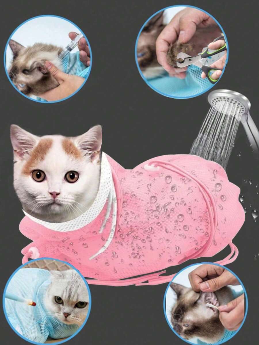 Kantong Mandi Kucing yang Bernapas, Cocok untuk Semua Jenis Kucing, Digunakan untuk Mandi, Membersihkan, dan Memotong Kuku, Anti Gores, Anti Gigit, Anti Kabur, Dengan Jendela Transparan untuk Memotong Kuku dengan Mudah, Perawatan Cepat, Pengeringan Lebih Cepat, Alat Perawatan Hewan Peliharaan, Kucing
