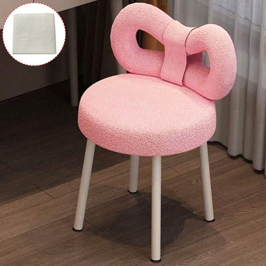 Vanity Stool, Butterfly Back Vanity Chair, Charming Makeup Chair For Women, Modern Small Computer Chair, Soft And Breathable, Suitable For Various Home Settings - Pink - View 1