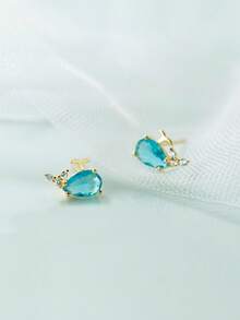 1 Pair Zirconia Earrings - 14K Gold Plated Hypoallergenic Material - Minimalist Elegant Women's Earrings - Suitable For Daily Wear And As Jewelry Gift - Multicolor - View 10