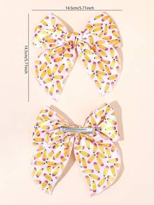 2pcs Back To School Supplies, Yellow Pencil Apple Bow Hair Clips, Large Fabric Bow Barrettes, Teacher's Day, Hair Accessories Gifts For Girls Daily School Wear - Multicolor - View 5