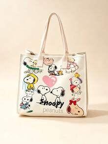 1 Peça Bolsa de Ombro Snoopy, Bolsa de Mão Multifuncional de Grande Capacidade com Estampa de Anime de Desenho Animado, Adequada para Compras, Escola, Armazenamento de Viagem, Também como Presente de Aniversário, Dia dos Namorados, Festa, Suprimentos de Volta às Aulas - A - Visão 1
