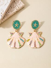 1 Pair Vintage Glamorous Colorful Shell Tassel Earrings, Suitable For Parties, Family Gatherings, Balls, Dates, Vacations, Holidays - Multicolor - View 4