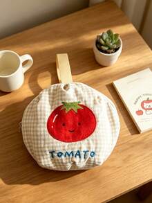 Cute Embroidered Underwear Storage Bag, Portable Round Travel Organizer Bag For Bras, Socks, Strawberry Pattern, Toiletries And Cosmetics Storage Bag With Handle - Multicolor - View 16