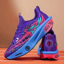 1 Pair Men's Sports Shoes With Personalized Graffiti Print Running Shoes - Purple - View 16
