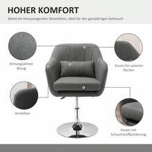 Drehstuhl, höhenverstellbarer Bürostuhl, leinenartiges Polyester, Metall, 60 x 60 x 79-91 cm, dunkelgrau - Verschiedenfarbig - Übersicht 6