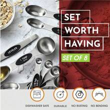 Black Stainless Steel Measuring Cups And Spoons Set (17-Piece) - Stackable Nesting Cups With Dual-Sided Spoons For Dry & Liquid Ingredients - Heavy Duty Kitchen Gadgets For Baking, Cooking & Coffee - Multicolor - View 5