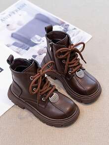 Autumn/Winter Kids' Ankle Boots, Toddler Boys' And Girls' British Style Boots, Non-Slip Soft Sole, Girls' Boots - Brown - View 6