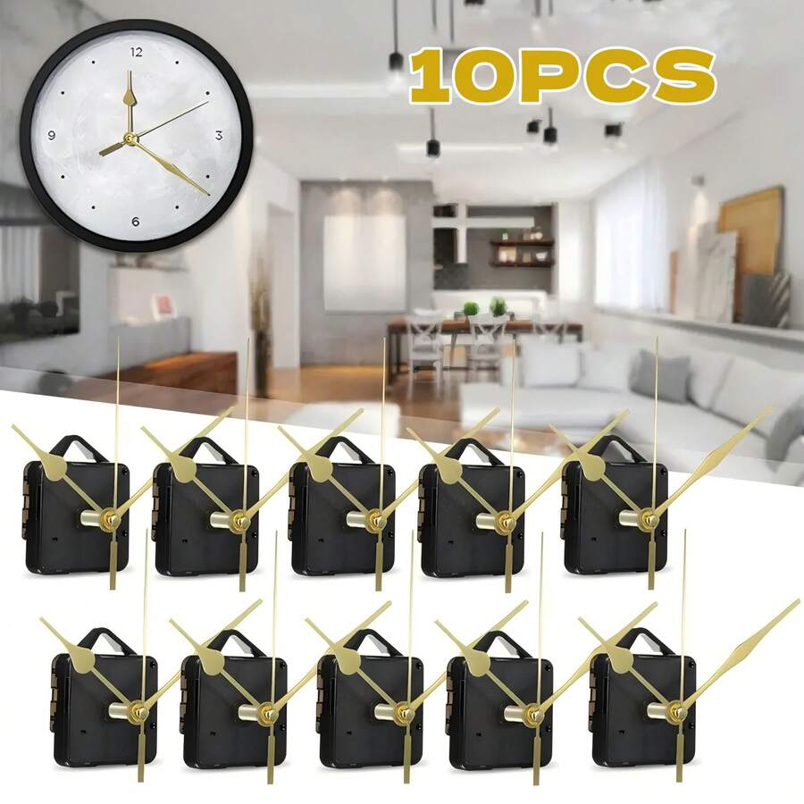 10 Set Kit DIY Mesin Jam Quartz Senyap, Termasuk 10 Pasang Jarum Jam Emas, Panjang Poros 23mm, Cocok Untuk Perbaikan, Penggantian, dan Pembuatan Jam Dinding dan Jam Meja, Dekorasi Rumah dan Kantor, Hadiah Untuk Pecinta Jam