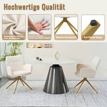 Set Of 2 Rotating Dining Chair With Metal Legs, Dark Grey - 白色 - 查看 8