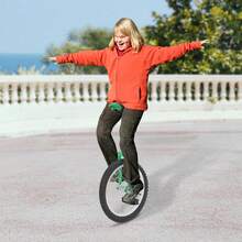 Monociclo verde da 18 pollici (73–85 cm) regolabile in altezza, per uso esterno, con pedali antiscivolo e sella ergonomica, ideale per allenamento dell'equilibrio, fitness ed esercizio fisico. - Verde - Visualizzare 4