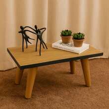 Mesa de Centro  Retangular Pequena em Madeira Moderna Mesinha Lateral para Decoração Sala de Estar - freijó - Visão 1
