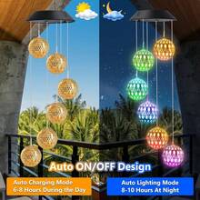 1pc Solar Hollow Moroccan Sphere Wind Chime Light Color Changing LED Hanging Ornament Lamp Outdoor Decor Light Ideal For Garden Tree Yard Patio Window Wall Balcony Camping Indoor Bedroom Porch Decor - 4cm Moroccan Ball-solar Wind Chime Lamp - View 3