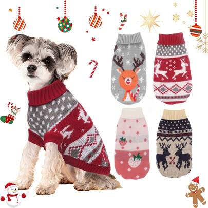 1 Peça Novo Suéter de Outono/Inverno para Cães Pequenos e Médios, Suéter de Natal para Gatos, Cardigan Tricotado Bichon Corgi (Tamanho Pequeno, Recomenda-se Escolher um Tamanho Acima)