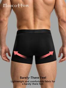 Norcotton 1PC Men's Black Pure Cotton Boxer Briefs - Black - View 2