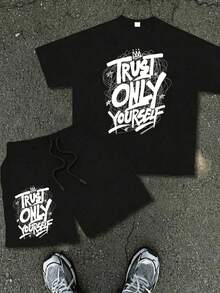 Vintage Trust Yourself Graphic Tee For Men | Inspirational Slogan Cotton Crew Neck Short Sleeve Casual Summer Top - white Top - 查看 1